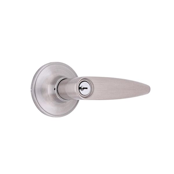 Straight Satin Nickel Keyed Entry Door Lever