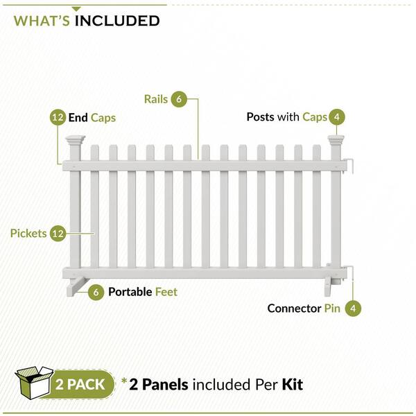 Zippity Outdoor Products Portable Puppy 2 ft. x 4 ft. White Vinyl Fence Panel Kit (2 Pack)
