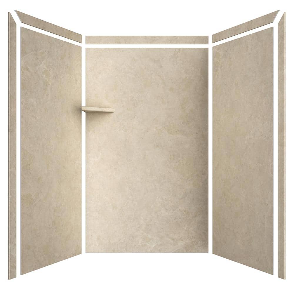 Elegance Creme Travertine 48" x 36" x 80" Alcove Shower Surround