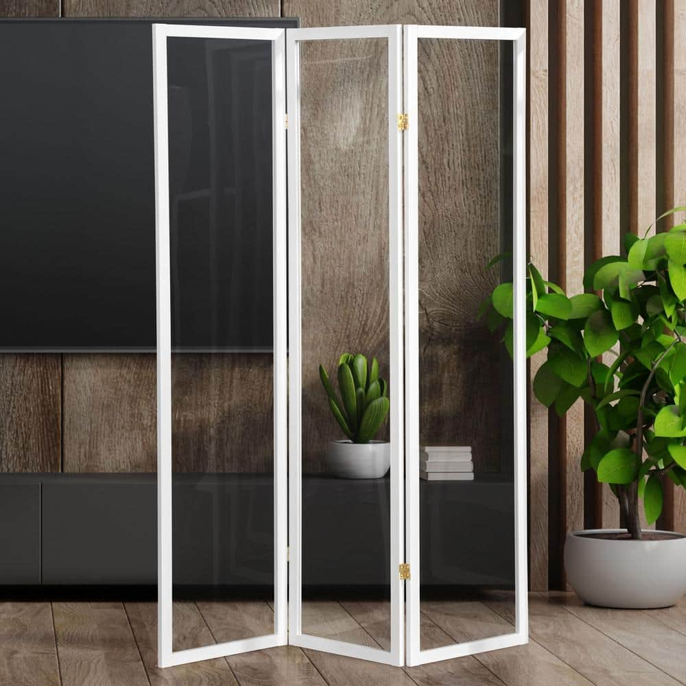 NPS Room Divider, 6' Height, 3 Sections, Clear Acrylic Panels