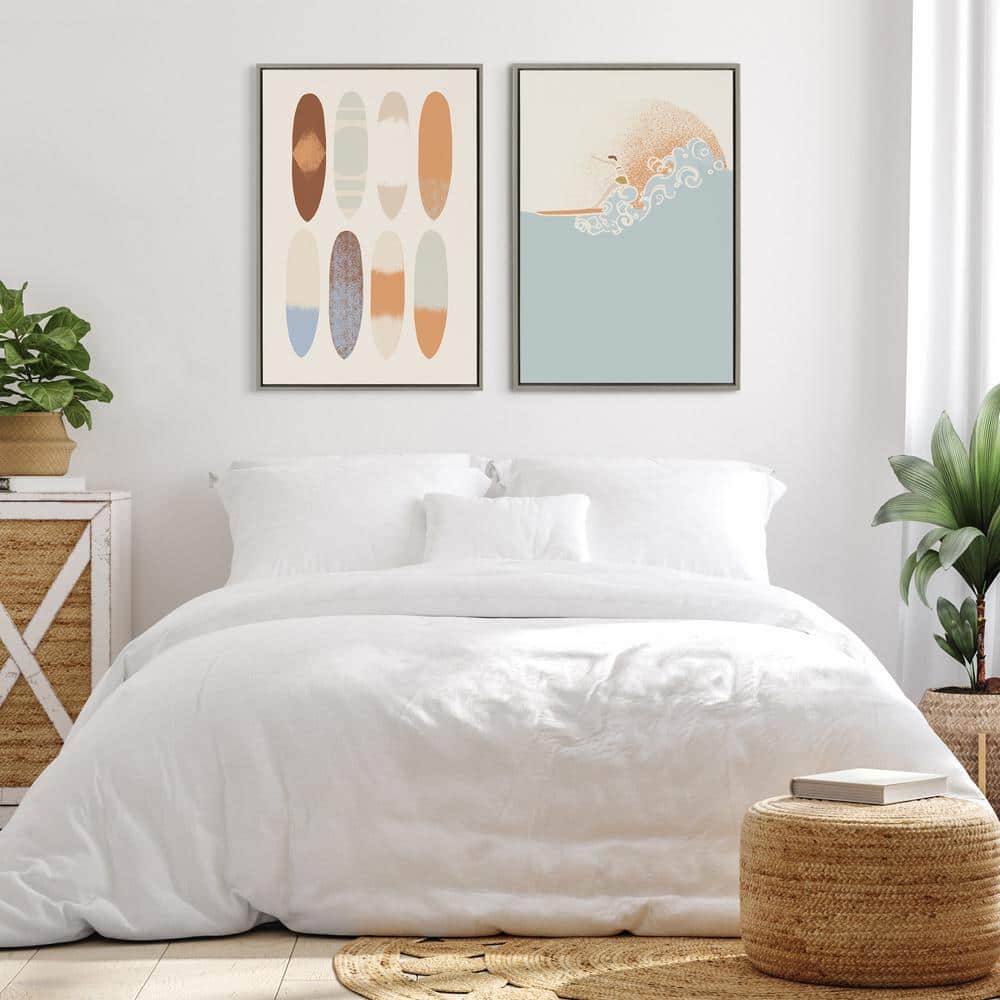Gray and Beige Abstract Surfboard Canvas Print, 23x33