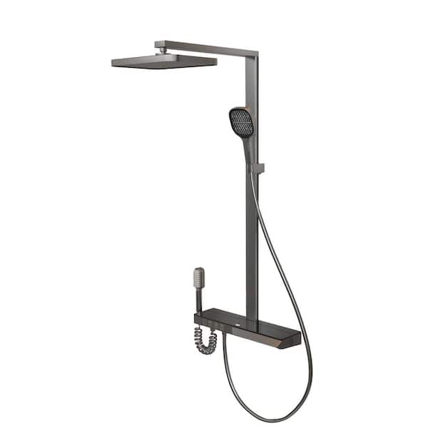 Dimakai Single Handle 4-Spray Shower Faucet 2.34 GPM Thermostatic Shower System with Anti Scald and 13 in. Shower Head in Gray