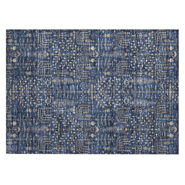 Chantille Machine Washable Indoor/Outdoor Abstract ACN3118 Navy 3 ft. x 4 ft. Area Rug