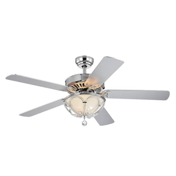 Warehouse of Tiffany Bon 52 in. Indoor Chrome Finsh Remote Controlled Ceiling Fan with Light Kit