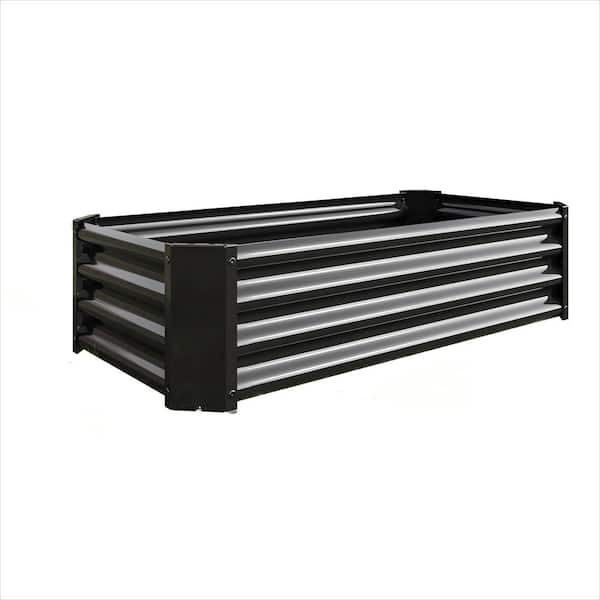48 in. L x 24 in. W x 12 in. H Black Metal Raised Beds, Rectangle Raised Planter