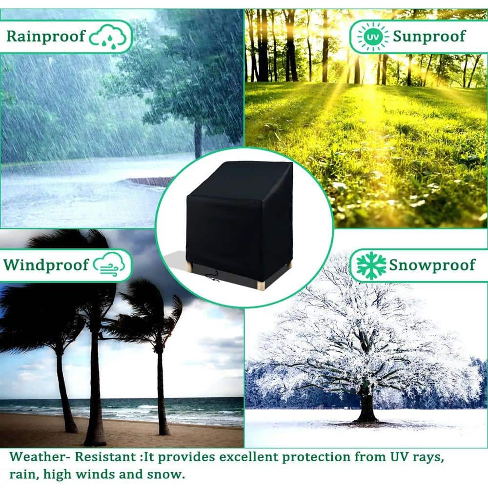 Black Heavy Duty Waterproof Patio Chair Cover, 26" x 26" x 47"