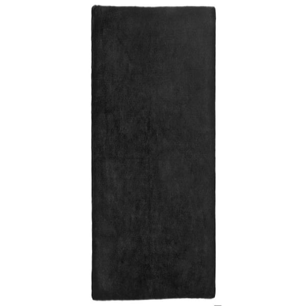 Mmlior Black 2 ft. x 6 ft. Soft Faux Rabbit Fur Runner Rug