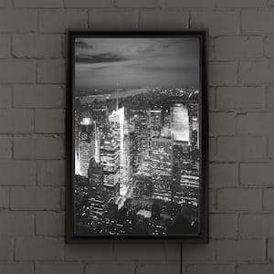 "Times Square" by Nina Papiorek Framed with LED Light Landscape Wall Art 16 in. x 24 in.