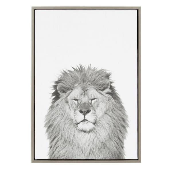 Kate and Laurel 33 in. x 23 in. "Lion" by Tai Prints Framed Canvas Wall Art