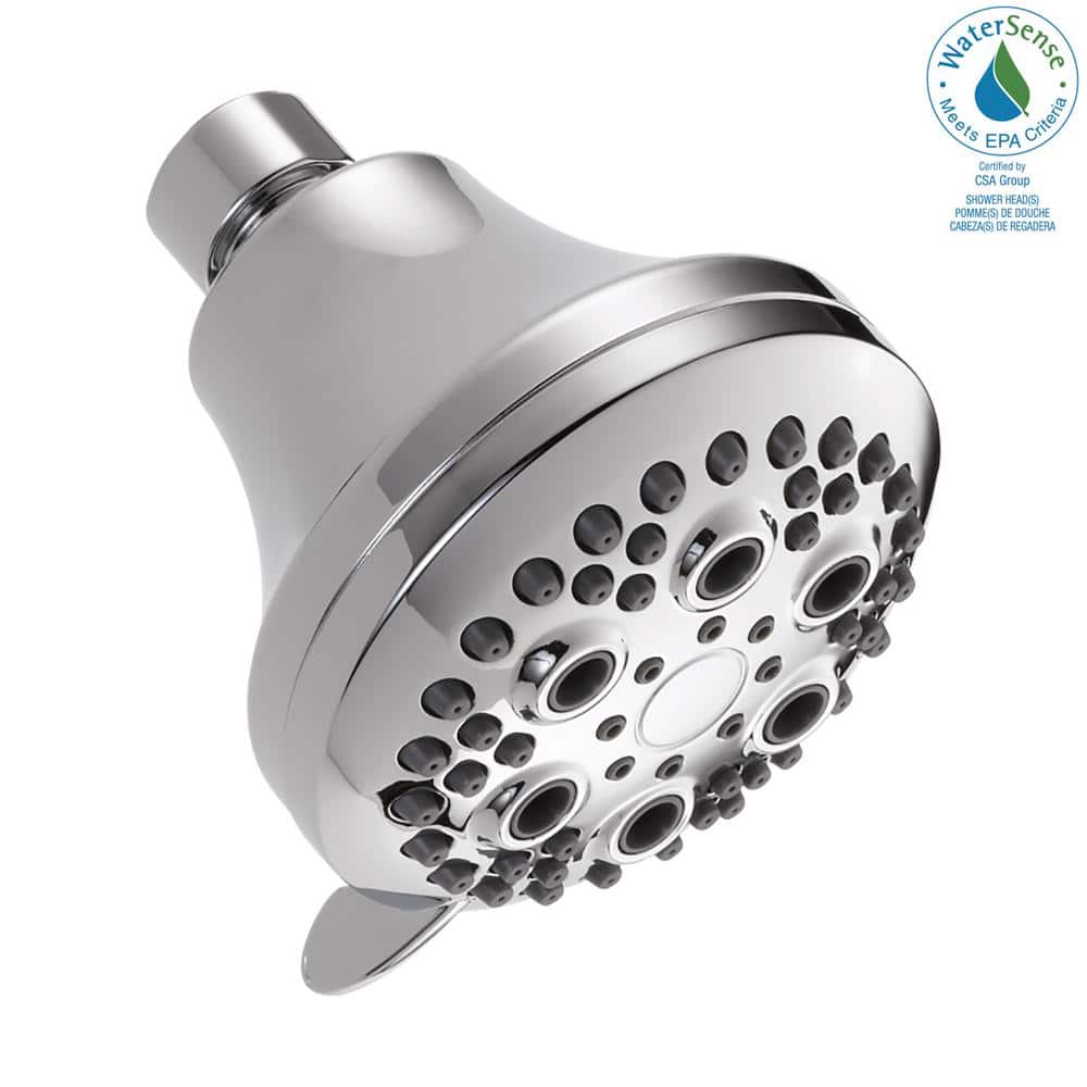 Delta 5-Spray Patterns 1.50 GPM 3.38 in. Wall Mount Fixed Shower Head ...