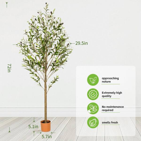 6 ft. Artificial Olive Tree Indoor Realistic Faux Tree in Plastic