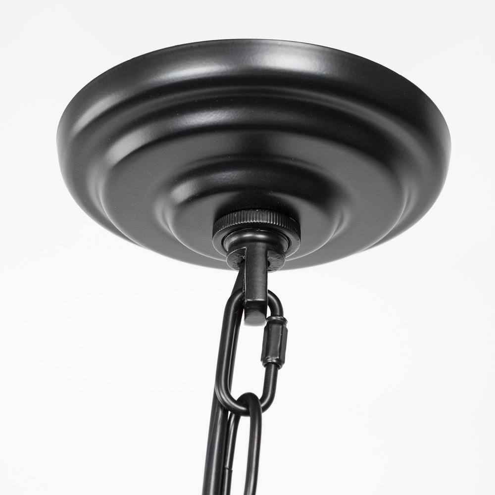 Black Metal Geometric Lantern Pendant Light with Chain