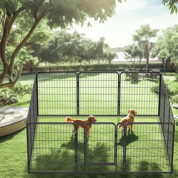 Unbranded 12 Panels Heavy Duty Metal Pet Fence Playpen Kit Indoor/Outdoor Pet Dog Fence Playground (31.7 in. H x 27.4 W)