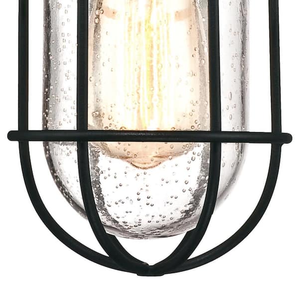 Crestview 1-Light Textured Black Outdoor Hanging Pendant