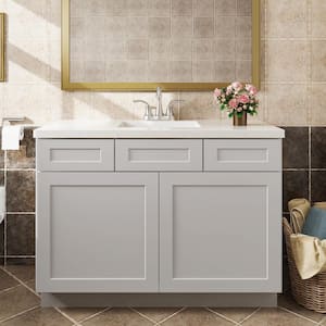 42 in. W x 21 in. D x 34.5 in. H in Shaker Dove Plywood Ready to Assemble Floor Vanity Sink Base Kitchen Cabinet