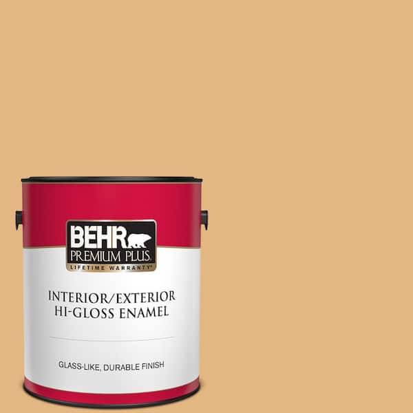 BEHR PREMIUM PLUS 1 gal. #M270-5 Beehive Hi-Gloss Enamel Interior/Exterior Paint