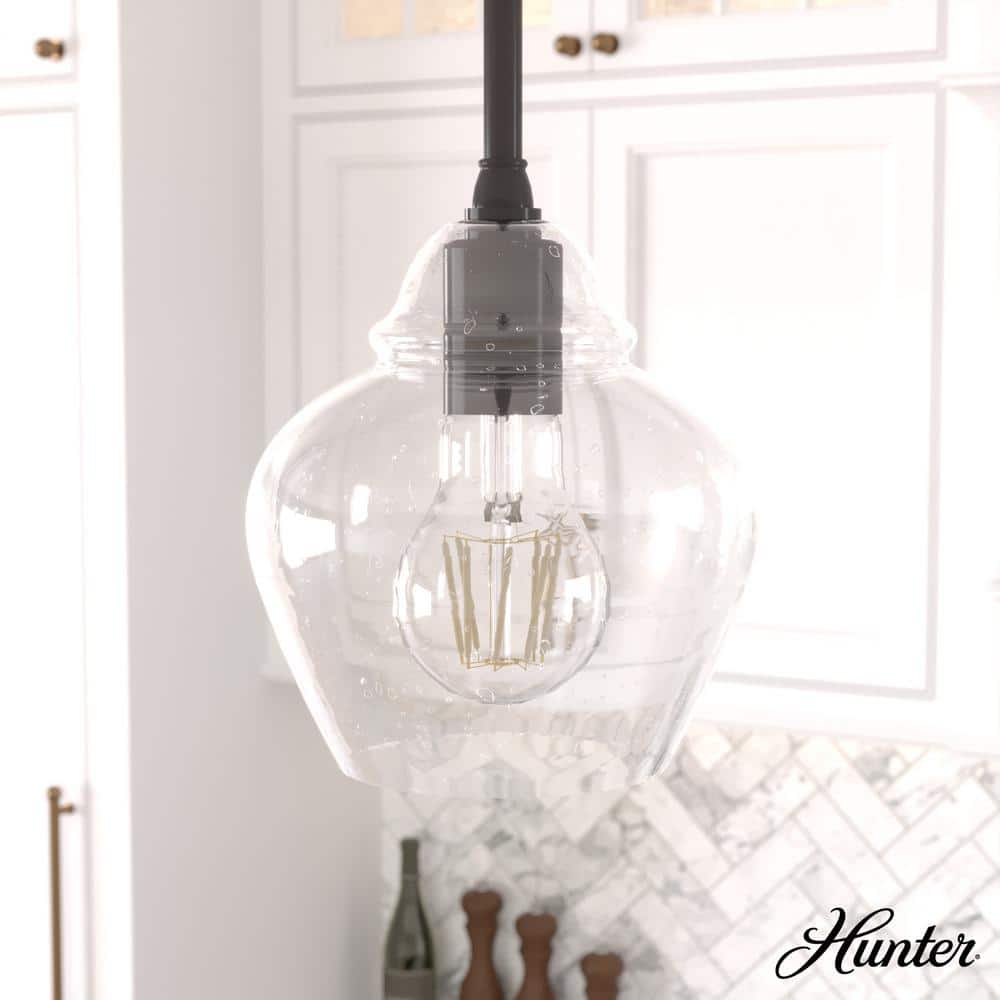 Hunter Dunshire Noble Bronze with Clear Seeded Glass 1 Light Pendant Ceiling Light Fixture