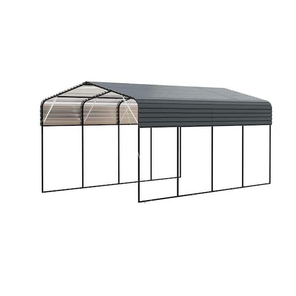 11 ft. x 19 ft. Metal Carport with Roof-All-Weather Vehicle Shelter with Windproof Kit and Extra Accessories
