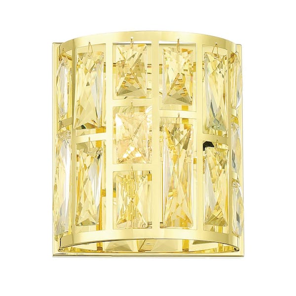 Home Decorators Collection Kristella 1-Light Soft Gold Clear Glass Sconce