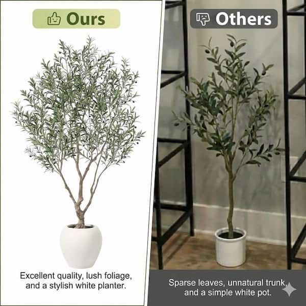 DR.Planzen Artificial 8 ft. Olive Tree with 18 in. White Planter