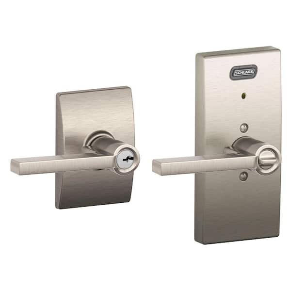Schlage Century Collection Latitude Satin Nickel Keyed Entry Lever with Built-In Alarm