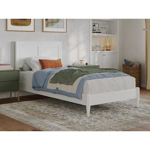 Berkshire White Solid Wood Frame Twin XL Low Profile Platform Bed