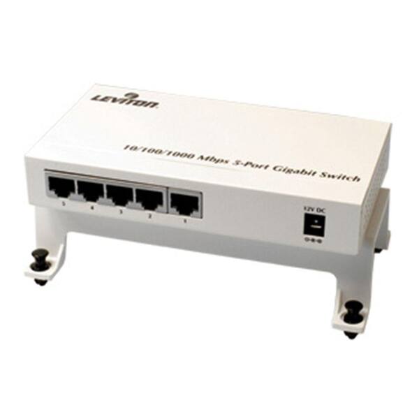 Leviton Structured Media 10/100/1000 Mbps 5-Port Gigabit Switch on a Bracket-DISCONTINUED