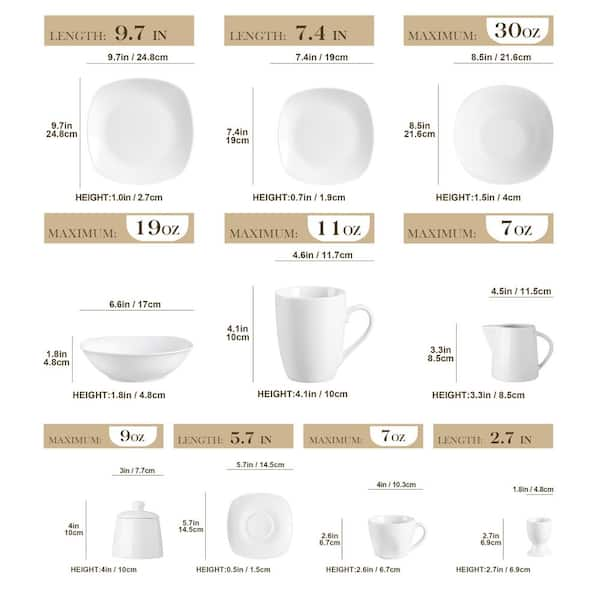 MALACASA 50-Piece Neutral White Porcelain Dinnerware Set ELISA-50 - The  Home Depot