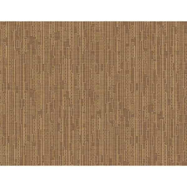CASA MIA Vertical Geo Brown Paper Non-Pasted Strippable Wallpaper Roll ( Cover 60.75 sq. ft. )