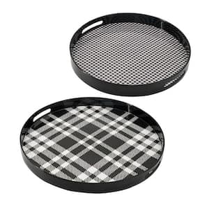 Black and White Decorative Tray Set of 2