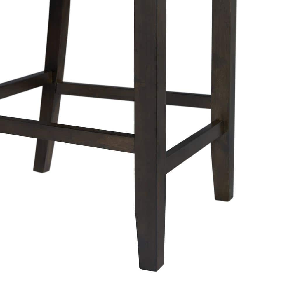 Luxe Gray Upholstered Ladderback Counter Height Side Chair Set in Walnut