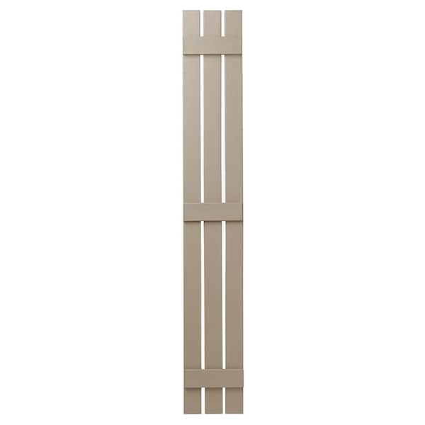 Ply Gem 12 in. x 71 in. Polypropylene 3-Board Open Board and Batten Shutters Pair in Pebblestone Clay