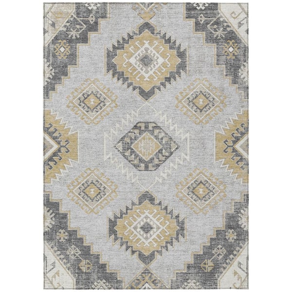 Chantille Machine Washable Indoor/Outdoor Abstract ACN3011 Silver 10 ft. x 14 ft. Area Rug