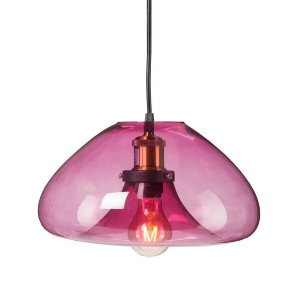 Unbranded Keller 1-Light Soft Rose Colored Glass Pendant Lamp