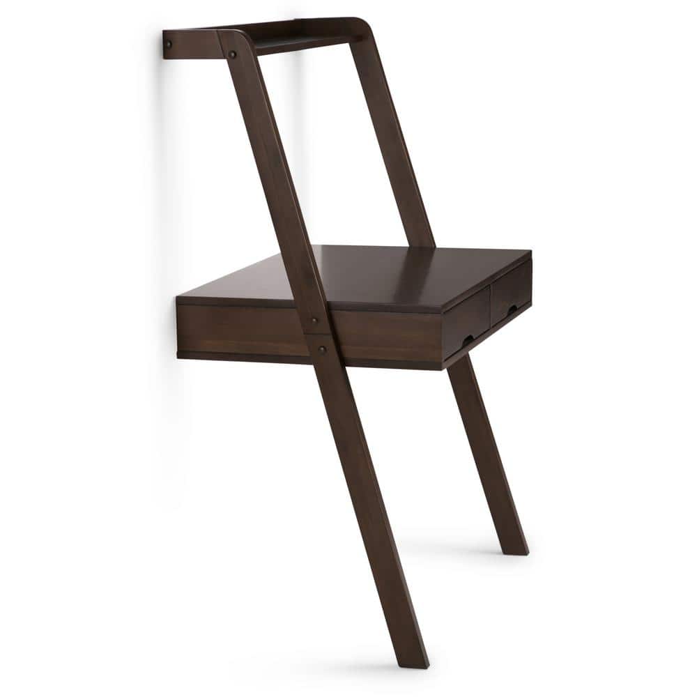 Aleck 36" Warm Walnut Brown Solid Wood Leaning Desk