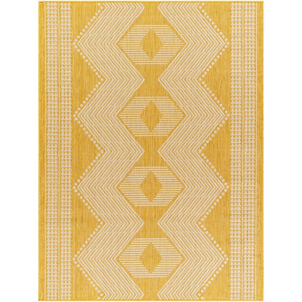 Livabliss Long Beach Yellow Diamond 5 ft. x 7 ft. Indoor/Outdoor Area Rug