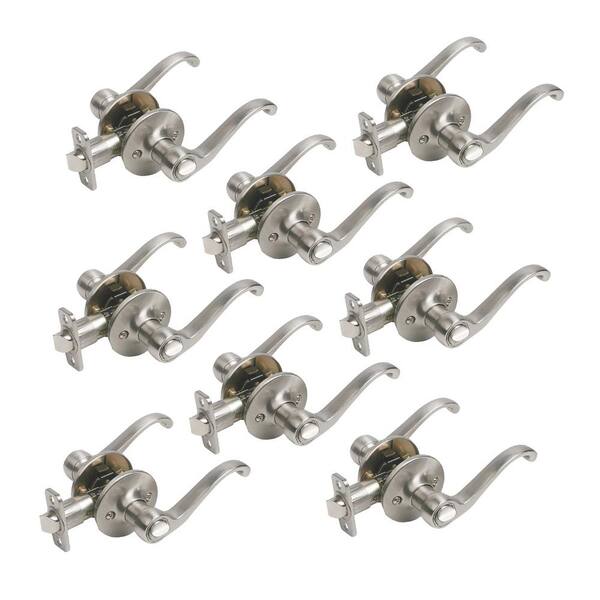 Scroll Satin Nickel Privacy Bed/Bath Door Lever