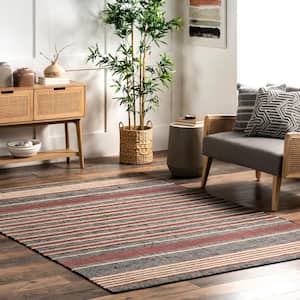 Wendi Striped Jute and Wool Gray 6 ft. x 9 ft. Modern Area Rug