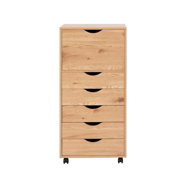 HOMESTOCK Natural, 6-Drawer with Shelf, 41 in. H x 16 in. W x 19 in. D Wooden File Cabinets for Home Vertical File Cabinet