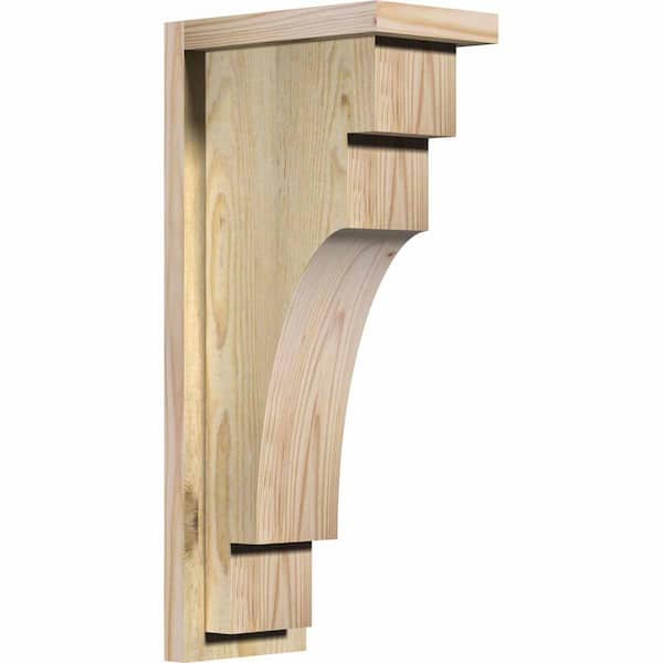 Ekena Millwork 6 in. x 10 in. x 22 in. Douglas Fir Mediterranean Rough Sawn Corbel with Backplate