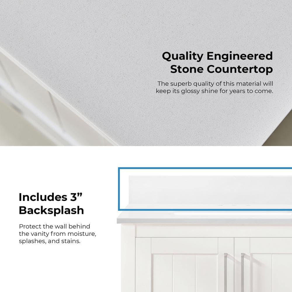 Pure White 30" Freestanding Bathroom Vanity with Sink