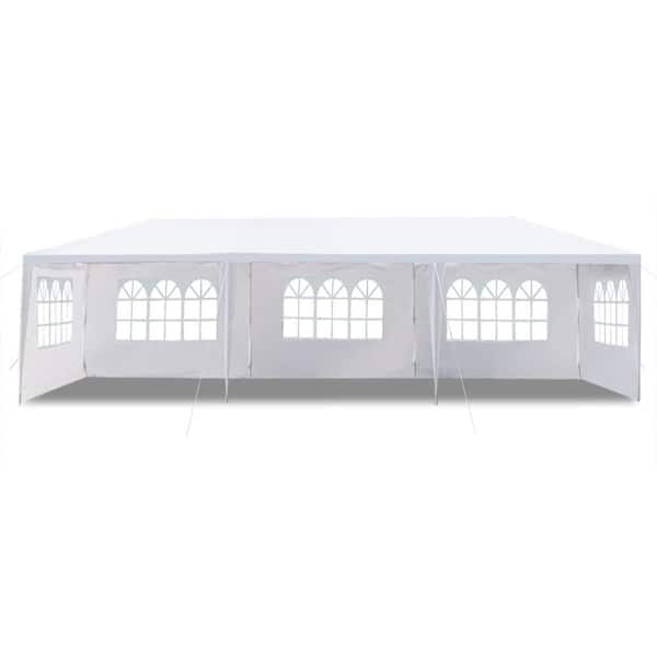 10x30 ft. White Party Tent with 5 Removable Sidewalls, Heavy Duty Waterproof Canopy