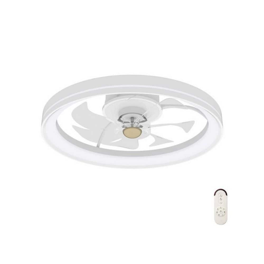 19 in. White ABS Flush Mount Modern Ceiling Fan with Integrated LED Light with Remote Included price history on PriceWatchPro