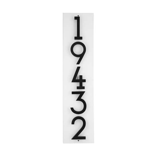 Floating Stand-Off 5-Number Vertical Sign White with Black Modern Font Numbers