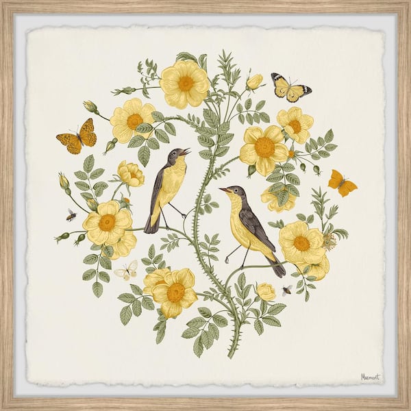 Unbranded "Birds and Butterflies" by Marmont Hill Framed Nature Art Print 18 in. x 18 in.