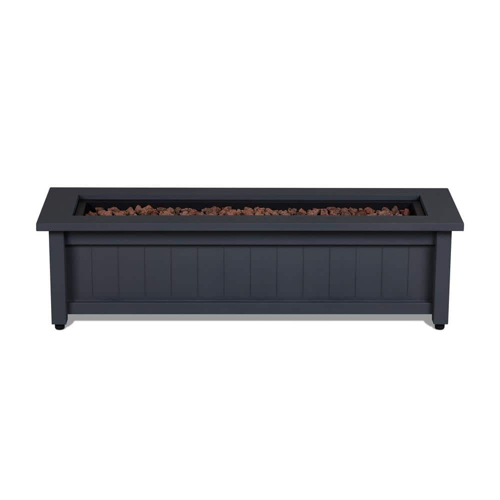 Gray 50" Steel Rectangle Propane Fire Pit Table