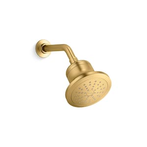 Cinq 1-Spray Patterns with 1.75 GPM 5.5 in. Wall Mount Fixed Shower Head with Filter in Vibrant Brushed Moderne Brass