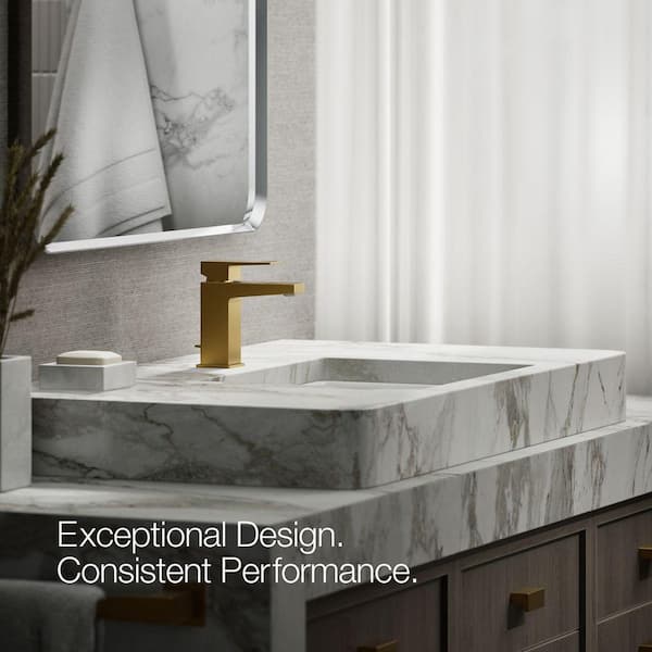 Honesty Single Handle Single Hole Bathroom Sink Faucet 0.5 Gpm In Vibrant Brushed Moderne Brass