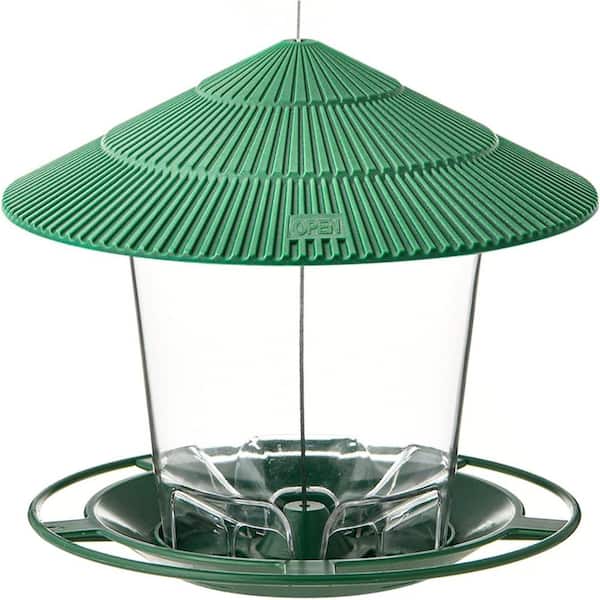 Green Plastic Outdoor Hanging Wild Bird Feeder Squirrel Proof with 47 oz. Capacity