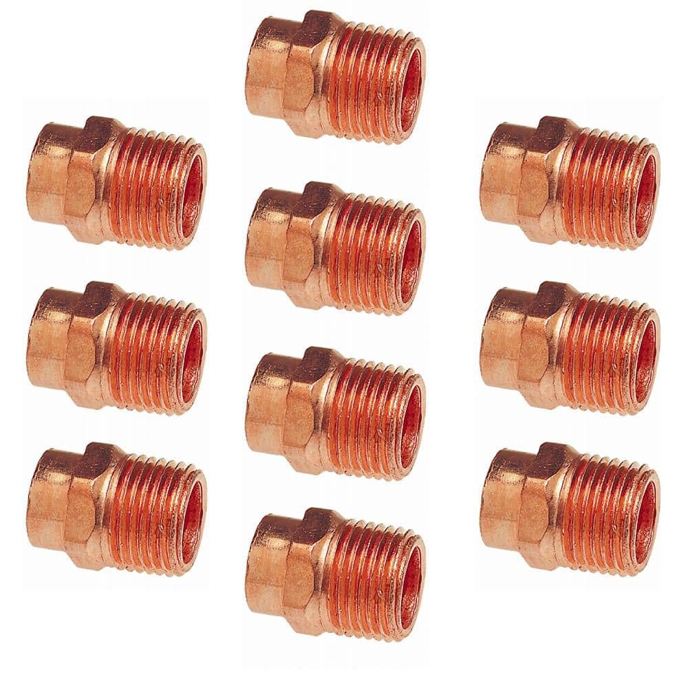 新品・未使用品　純銅製　Prelude 5pcs copper ware Everbilt 1/2 in. Copper Cup x MIP Male Pressure Adapter (10-Pack